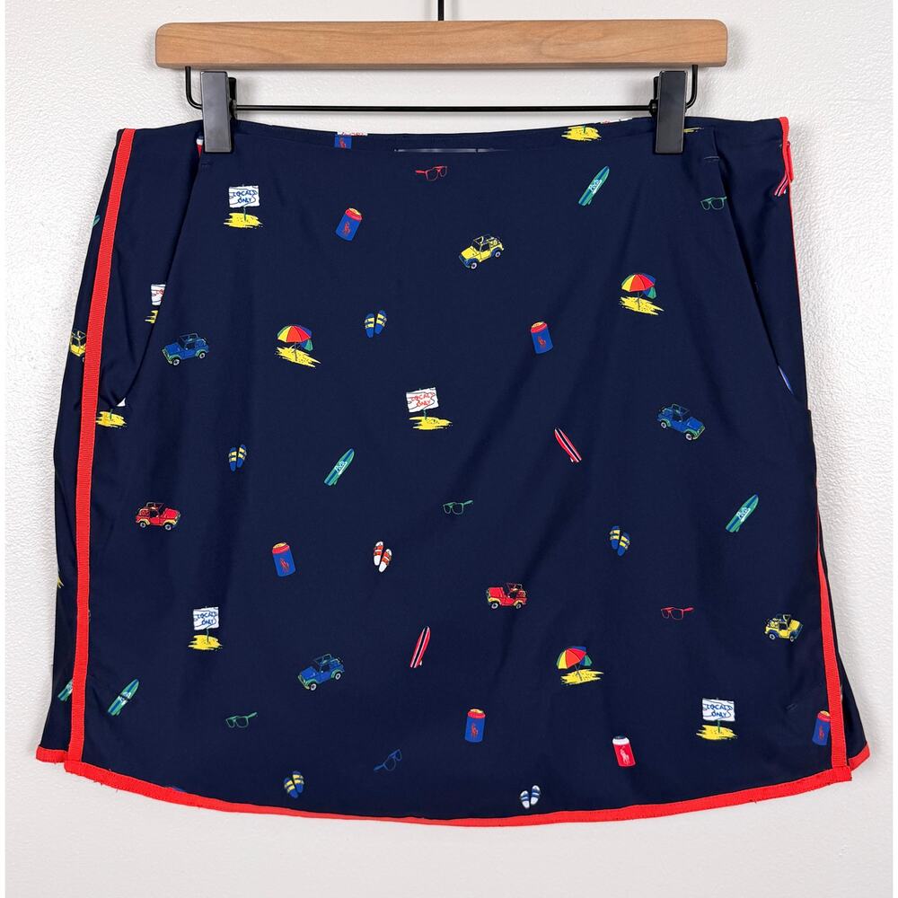 Polo Golf Ralph Lauren Beach Print Skort Blue Size 8 Pickleball Tennis Outdoors - Picture 4 of 14